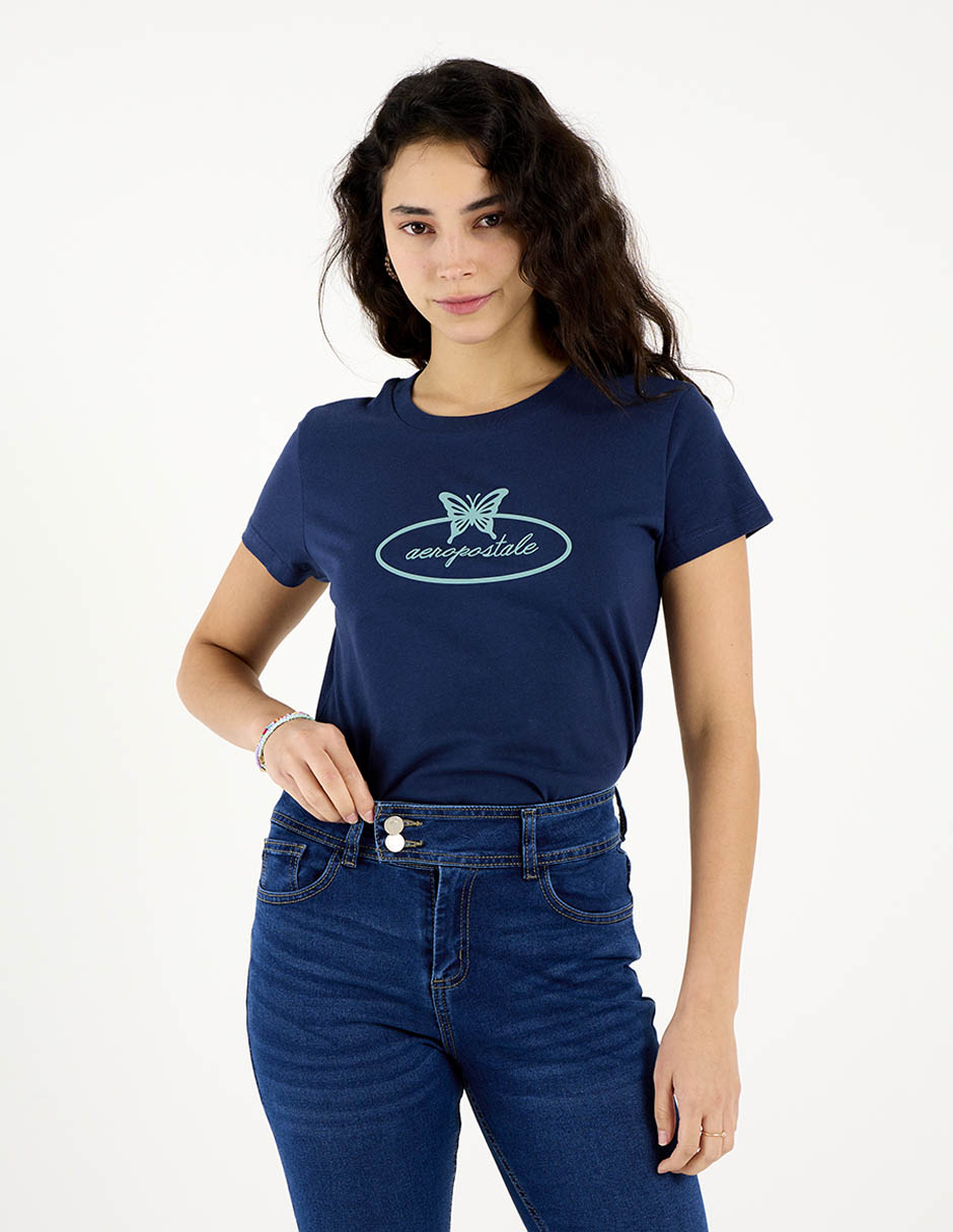 Playera manga corta cuello redondo para mujer