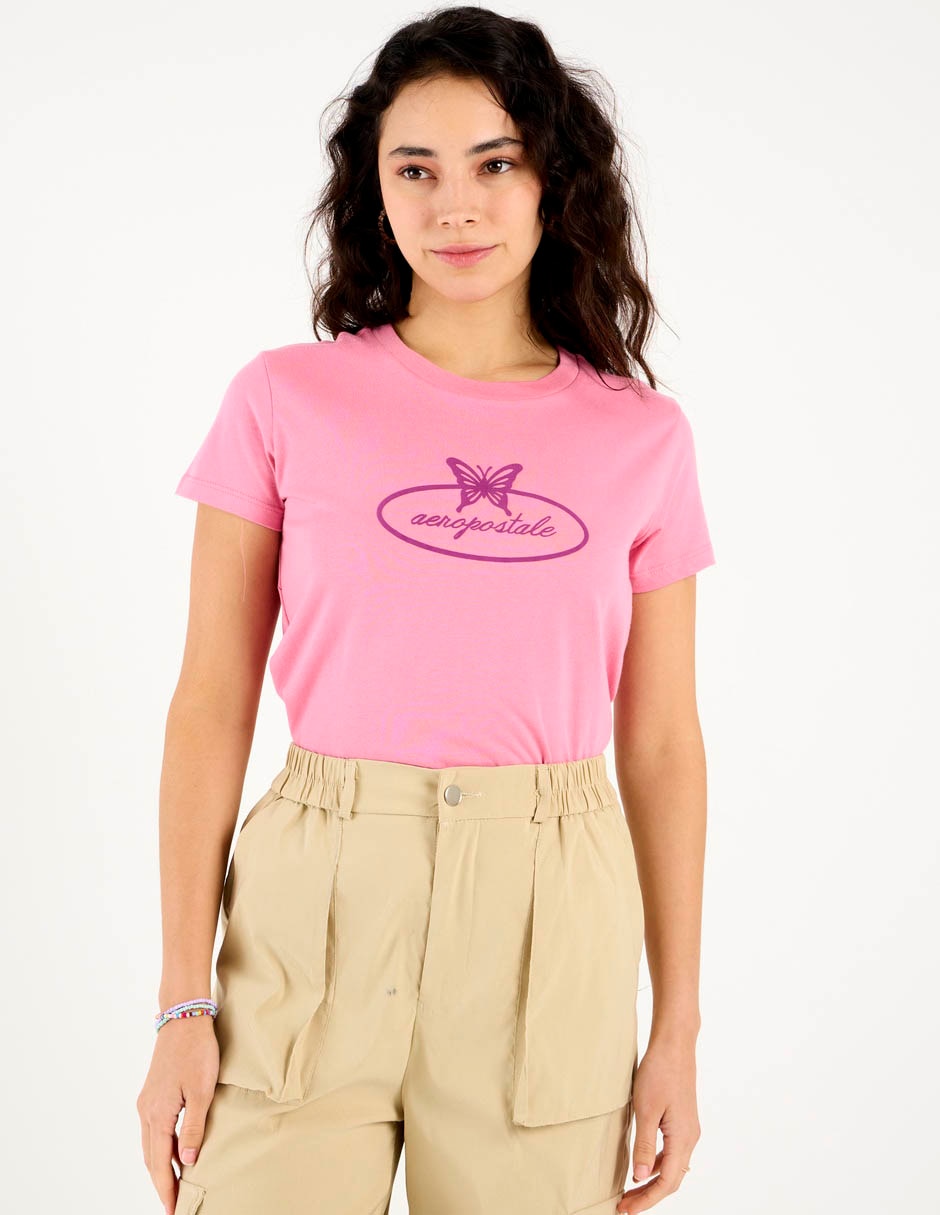 Playera manga corta cuello redondo para mujer