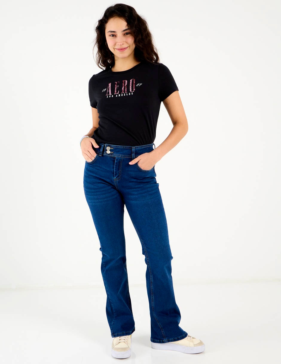Jeans acampanado flare para mujer 2