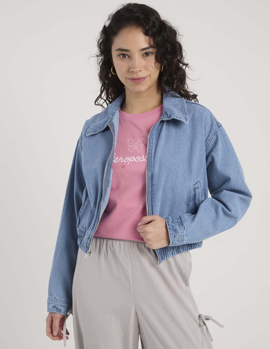 Chamarra bomber de mezclilla para mujer