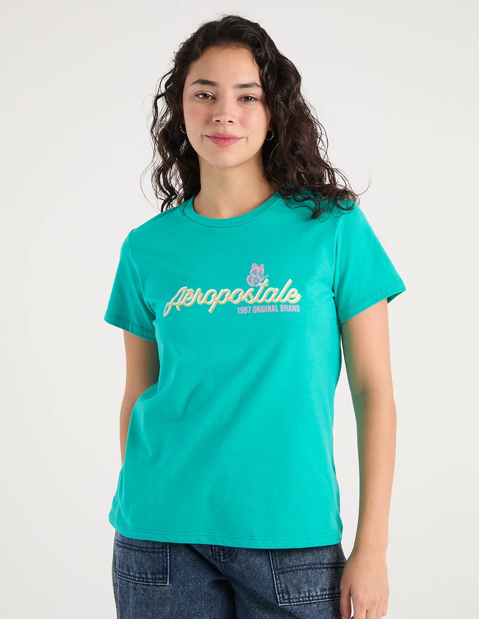 Playera manga corta cuello redondo para mujer