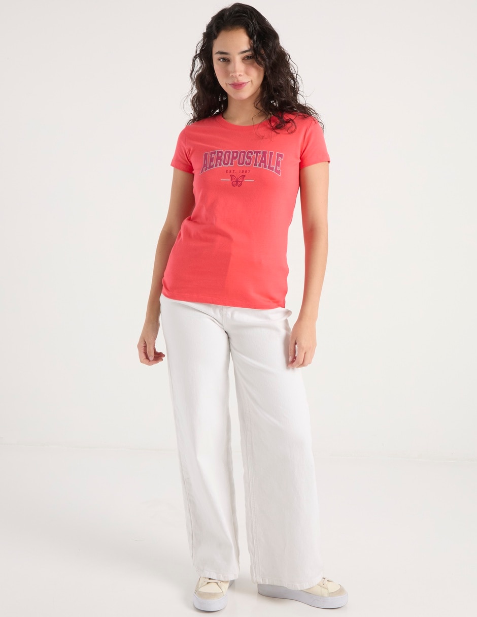 Playera maga corta cuello redondo para mujer 3