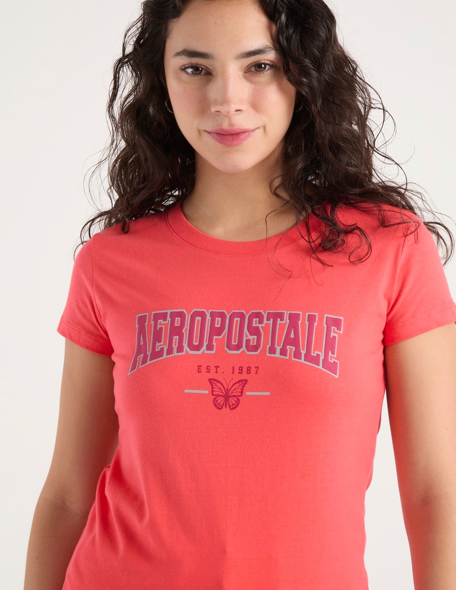 Playera maga corta cuello redondo para mujer 4