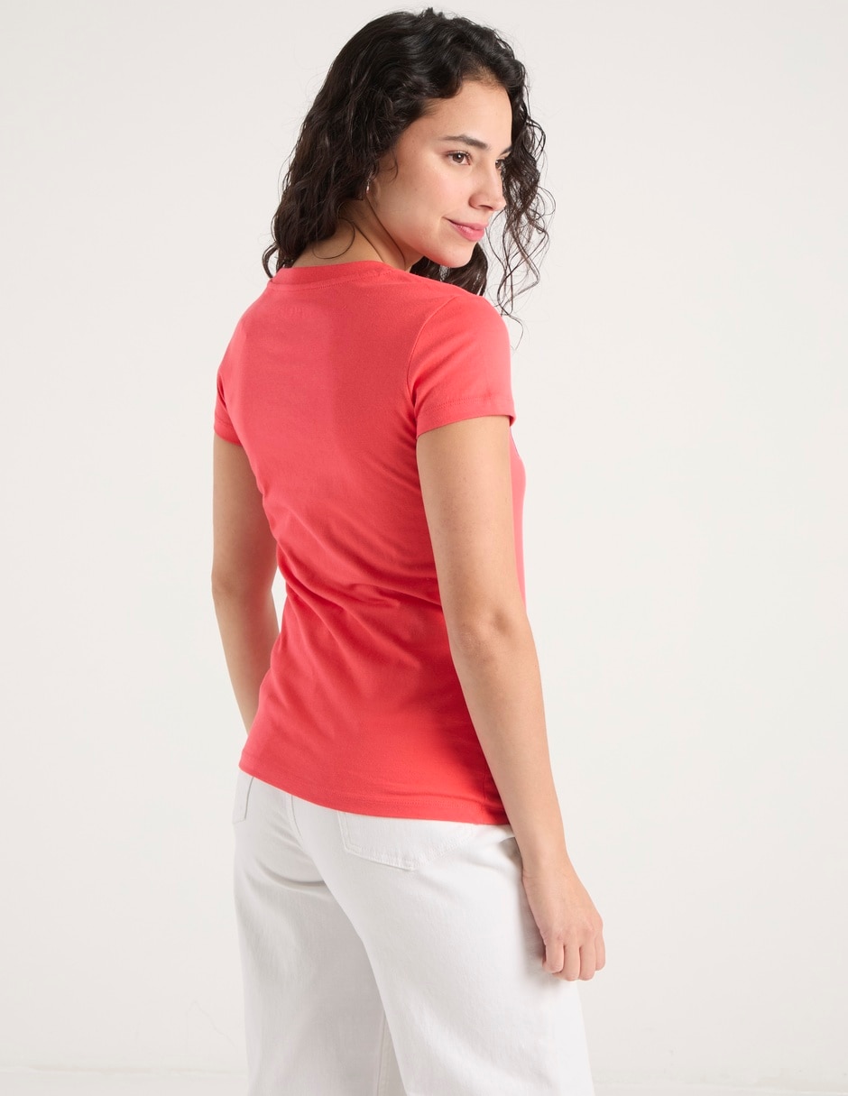 Playera maga corta cuello redondo para mujer 6
