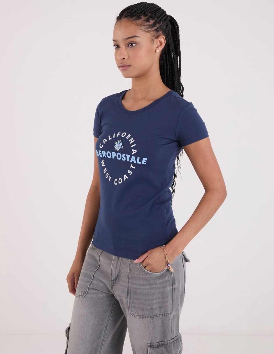 Playera manga corta cuello redondo para mujer